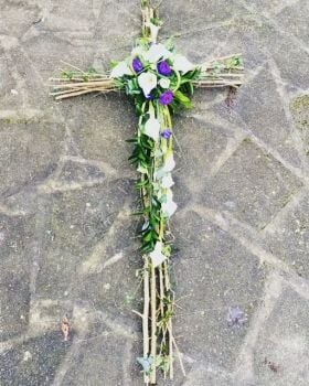 Rustic Cross Funeral Arrangement