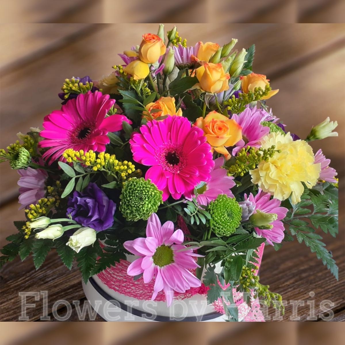 Vibrant Hatbox Flower Arrangement