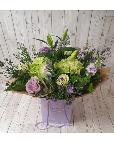 Luxury Florist Choice Handtied / Lilac and Lime Flower Arrangement