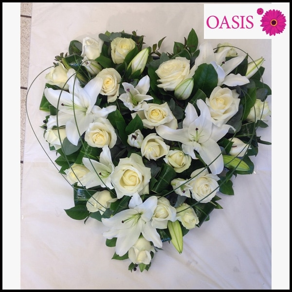 Rose and Lily Heart Flower Arrangement