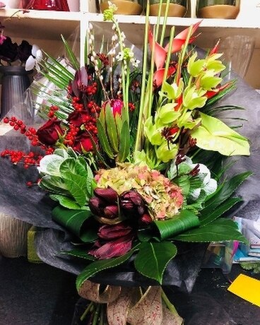 Red and Green Show Stopper Flower Arrangement