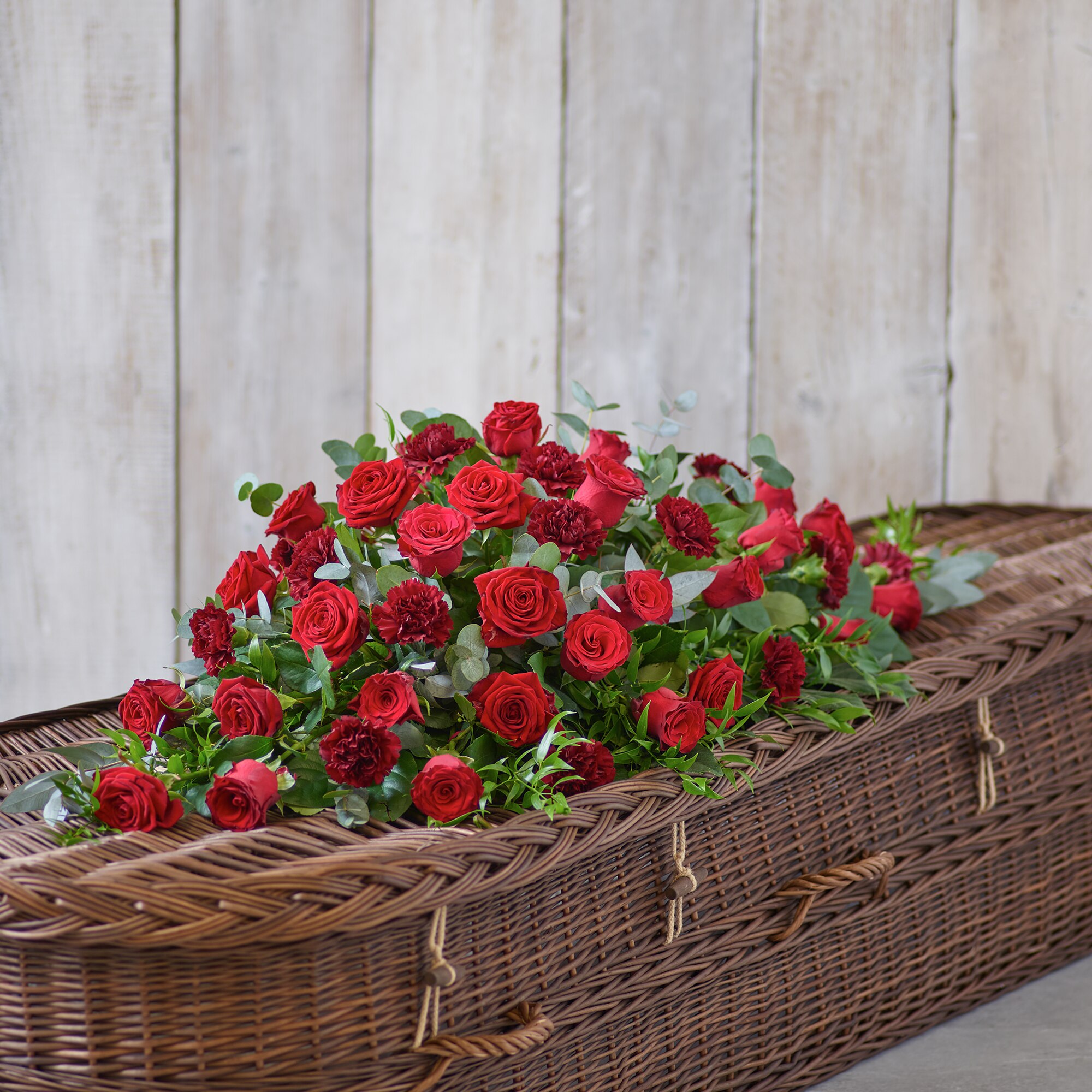 Rose and Carnation Casket Spray - Red Flower Arrangement