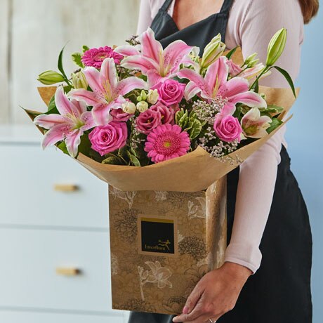 Pretty Pink Rose and Lily Bouquet Flower Arrangement