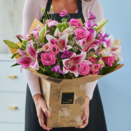 Large Pretty Pink Rose and Lily Bouquet Flower Arrangement