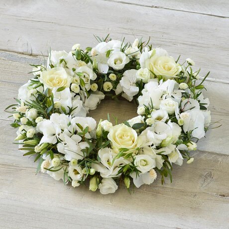 Opulent White Wreath Flower Arrangement