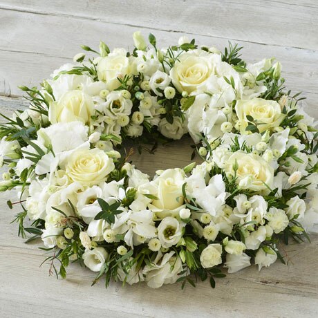 XL Opulent White Wreath size,  inches height and  inches wide.