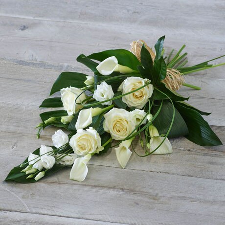 L White Rose and Calla Lily Sheaf size,  inches height and  inches wide.