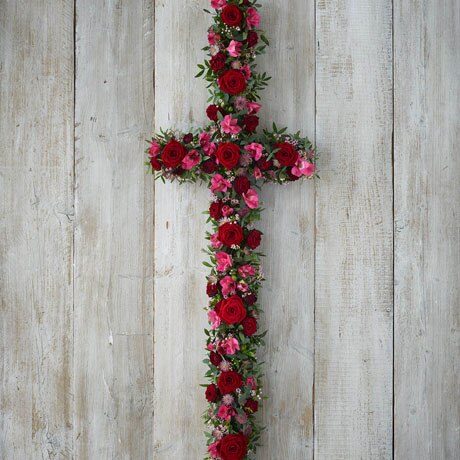 Extra Large Red and Pink Cross size,  inches height and  inches wide.
