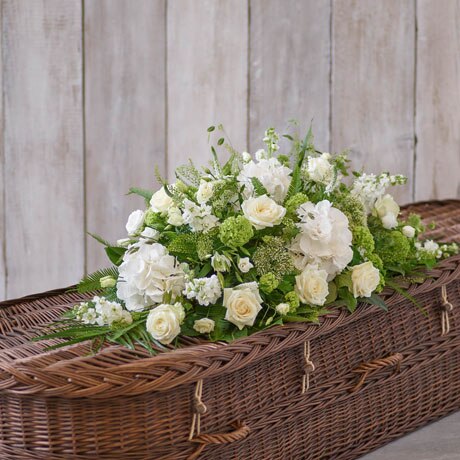 White Casket Spray Flower Arrangement