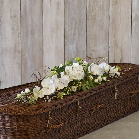 friendly Casket Tribute size,  inches height and  inches wide.