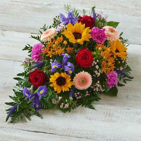 Vibrant Medley Spray size,  inches height and  inches wide.