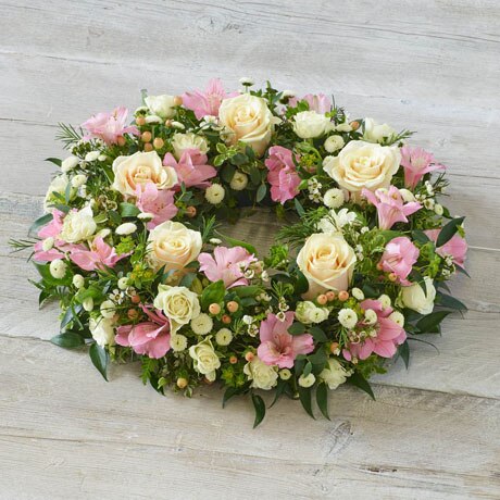 Soft Pastel Wreath Flower Arrangement