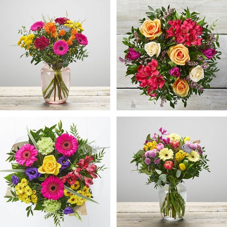 Hand-tied bouquet and vase made with seasonal flowers Flower Arrangement