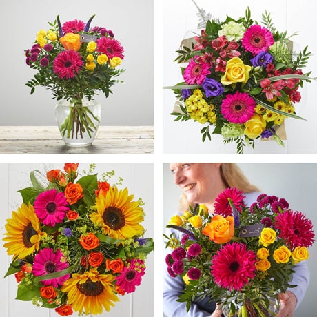 Hand-tied bouquet and vase made with seasonal flowers Flower Arrangement
