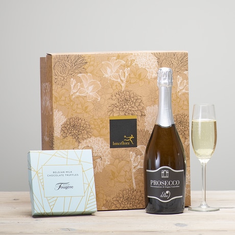 Prosecco & Chocolate Truffles Gift Set size,  inches height and  inches wide.