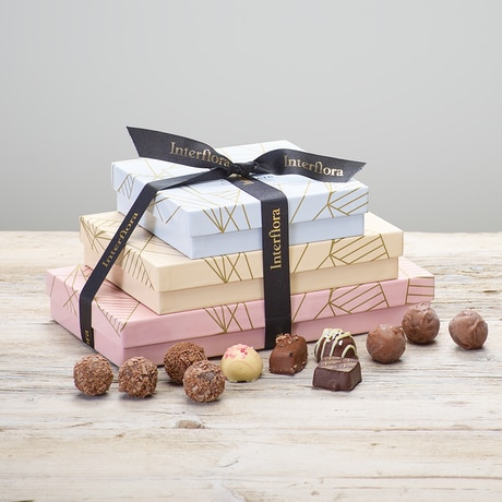 Trio of Chocolates Gift Set size,  inches height and  inches wide.