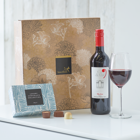Red Wine & Salted Caramel Truffles Gift Set Flower Arrangement