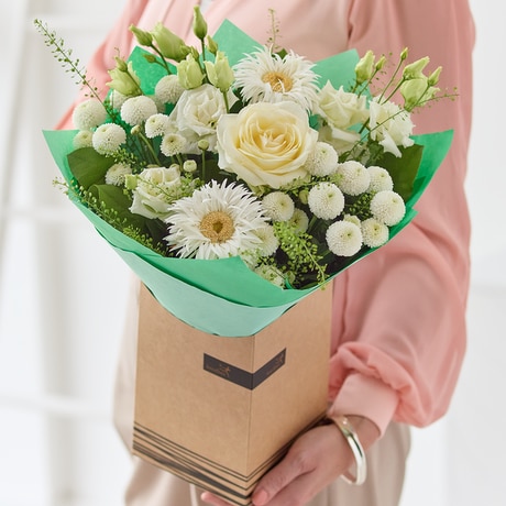 Neutral Gift Box Flower Arrangement