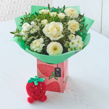 Neutrals New Baby Gift Set with Strawberry Plush size,  inches height and  inches wide.