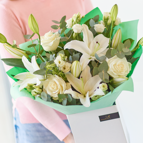 White Rose and Lily Bouquet Flower Arrangement