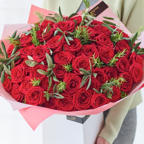 Unforgettable 50 Red Rose Bouquet Flower Arrangement
