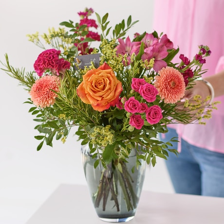 Luxury Bright Bouquet in a Vase size,  inches height and  inches wide.