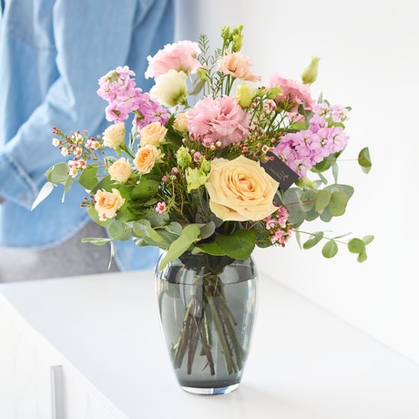Luxury Pastel Bouquet in a Vase size,  inches height and  inches wide.