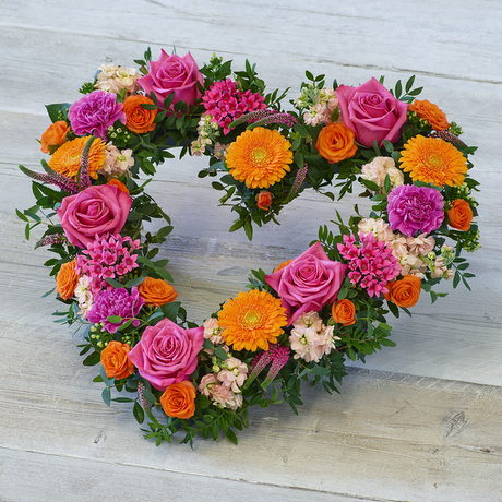 Bold Brights Heart Flower Arrangement