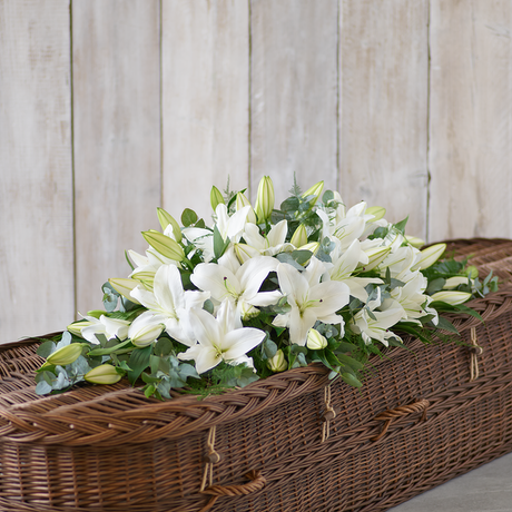 Lily Casket Spray - White Flower Arrangement