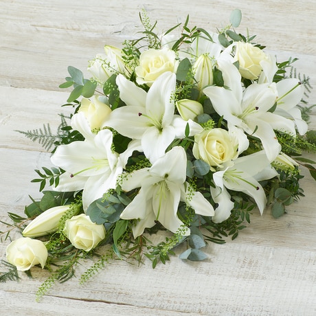 4ft White Lily & Rose Spray size,  inches height and  inches wide.