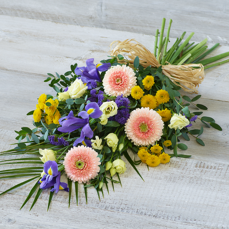 Lemon and Blue Sheaf Flower Arrangement