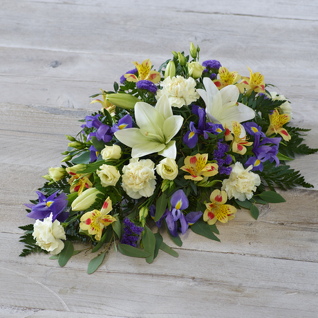 Lemon and Blue Spray Flower Arrangement