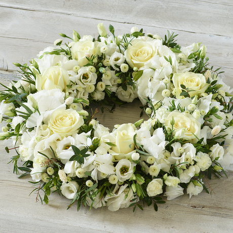 Opulent White Wreath Flower Arrangement