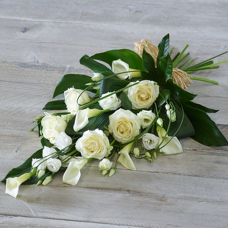 White Rose and Calla Lily Sheaf Flower Arrangement