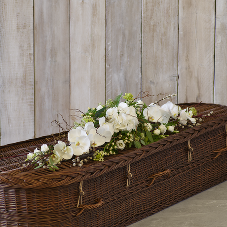 White and Green Eco-friendly Casket Tribute Flower Arrangement