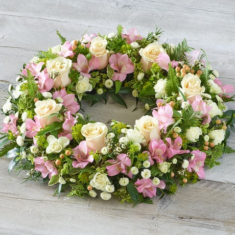 Soft Pastel Wreath Flower Arrangement