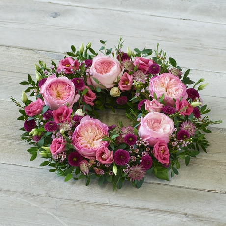 Garden Rose Wreath size,  inches height and  inches wide.