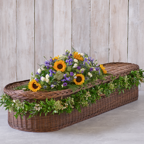 Sunflower Mix Casket Spray with Garland Flower Arrangement