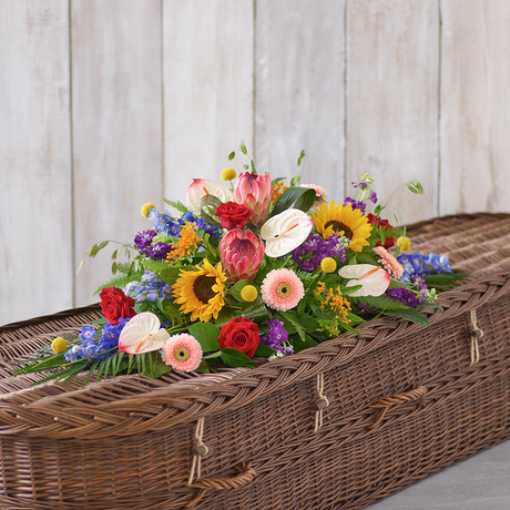 Natural Vibrance Casket Spray Flower Arrangement