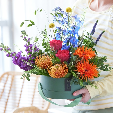Luxury Handcrafted Hatbox Flower Arrangement
