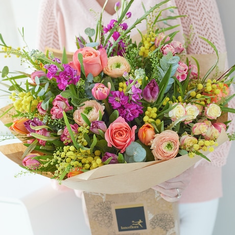 Luxury Spring Birthday Bouquet with Tulips size,  inches height and  inches wide.