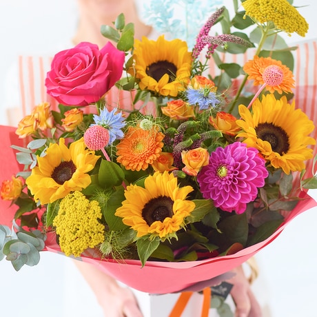 Luxury Summer Trending Bouquet with Sunflowers size,  inches height and  inches wide.