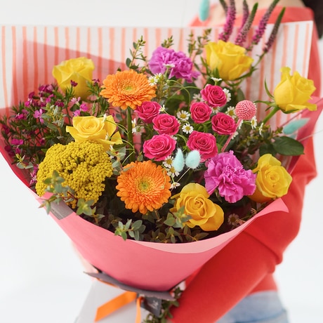 Luxury Summer Trending Bouquet with Yellow Roses size,  inches height and  inches wide.