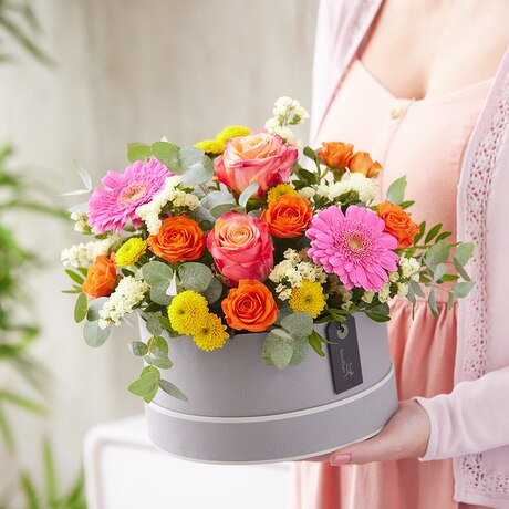 Mother's Day Brights Hatbox Flower Arrangement