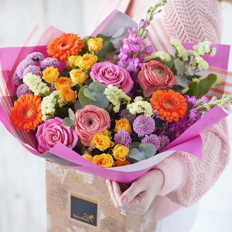 Mother's Day Luxury Bright Bouquet size,  inches height and  inches wide.