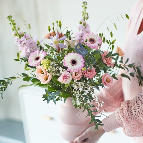 Mother's Day Pastels in a Ceramic Vase Flower Arrangement