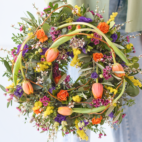 Vibrant Spring Wreath Flower Arrangement