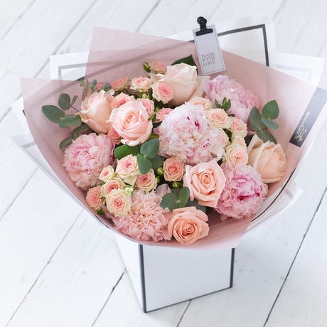 Luxury Beautifully Simple Peony Bouquet  size,  inches height and  inches wide.