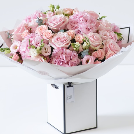 Showstopper Pink Bouquet size,  inches height and  inches wide.
