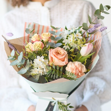 Spring Pastels Gift Box Flower Arrangement